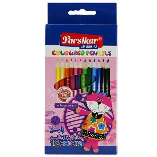 مداد رنگی دوازده رنگ جعبه مقوایی پارسی کار